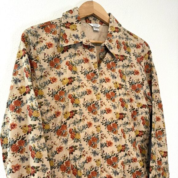 Christopher & Banks Floral Print Corduroy Button Down Size Medium - Picture 3 of 9